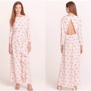 🌸 J Crew Collection Ruffle Silk Dress Freesia Floral 16 Maxi Cottagecore